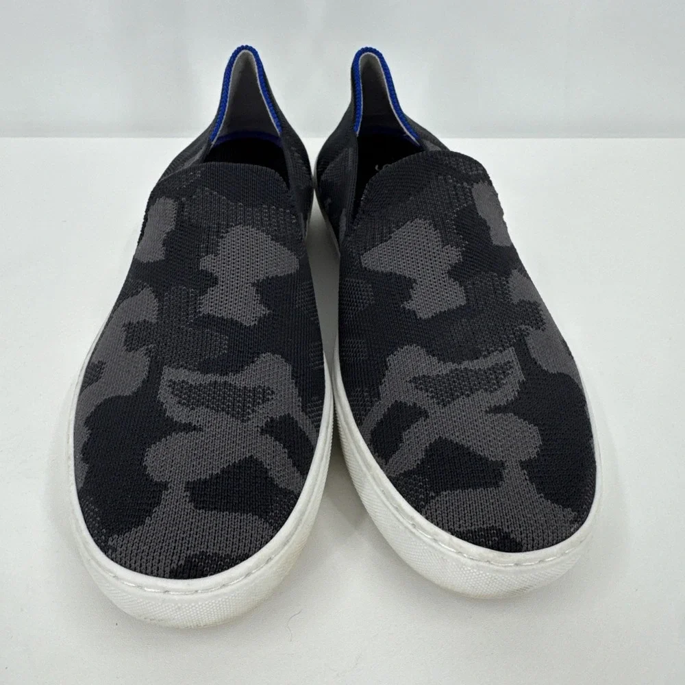 Rothy's Womens 8.5 The Original Slip On Sneaker‎ Grey Camo Textile Comfort Shoes